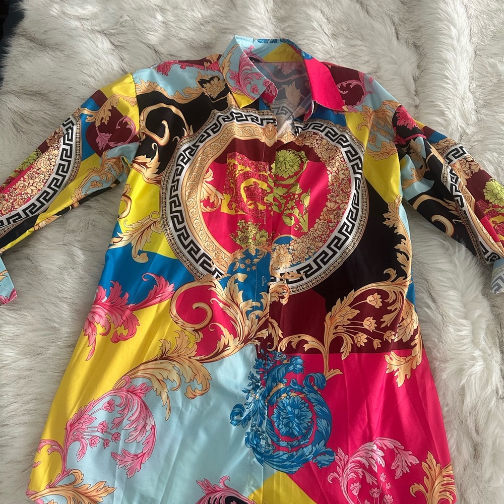 Versace Inspired Multicolor Patterned Women's Top - image 2